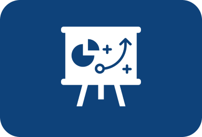 Strategic business planning presentation with growth chart and upward arrow